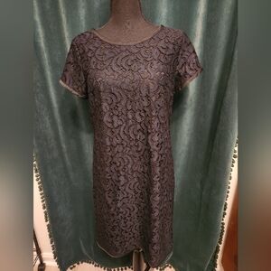 LOFT Black Lace Lined Dress Size 4